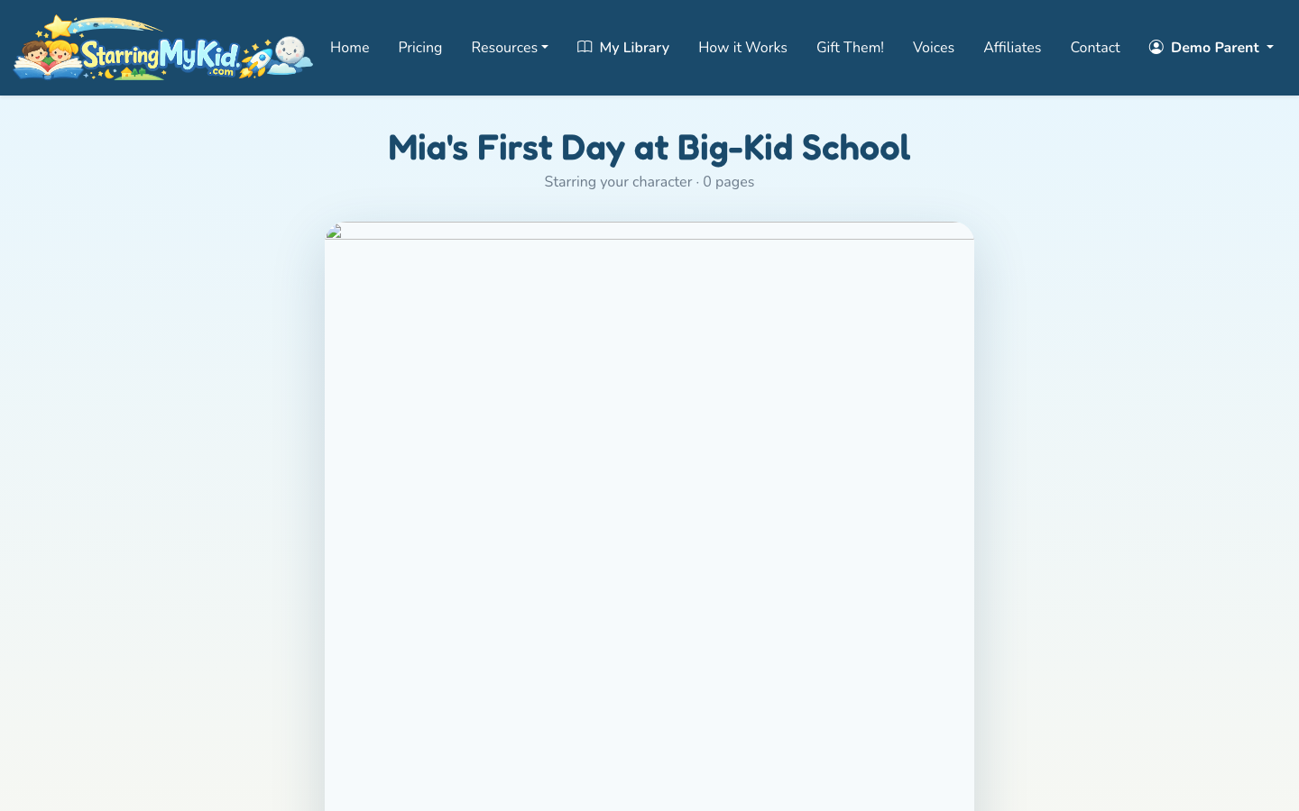 Review the finished personalized picture book in the mobile-friendly reader.